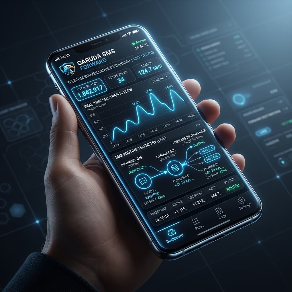 Garuda SMS Forward Mobile Interface Mockup